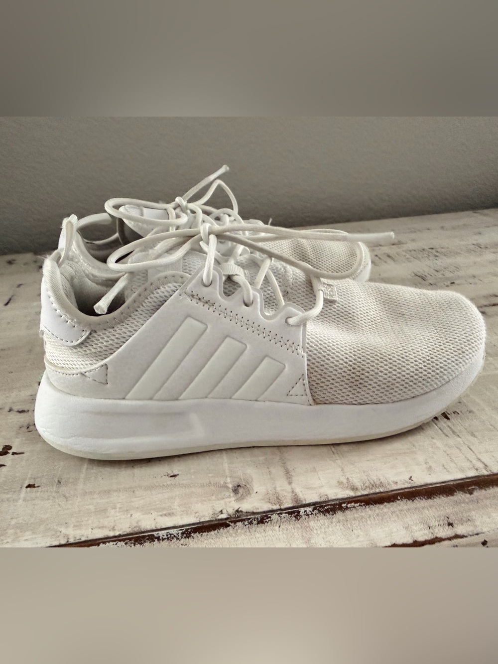 Adidas Originals X_PLR Triple White Mesh Sneakers Kids Size 3.5 Youth EU 35 - Picture 4 of 13
